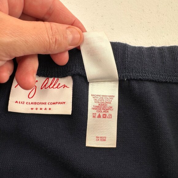 Liz Claiborne Meg Allen Women's Navy Blue Long Skirt 1X knit maxi nautical - Picture 6 of 7